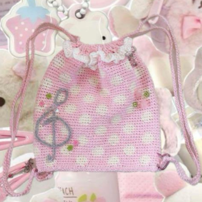 平成女児 平成レトロ ナップサック ピンク 水玉 ドット