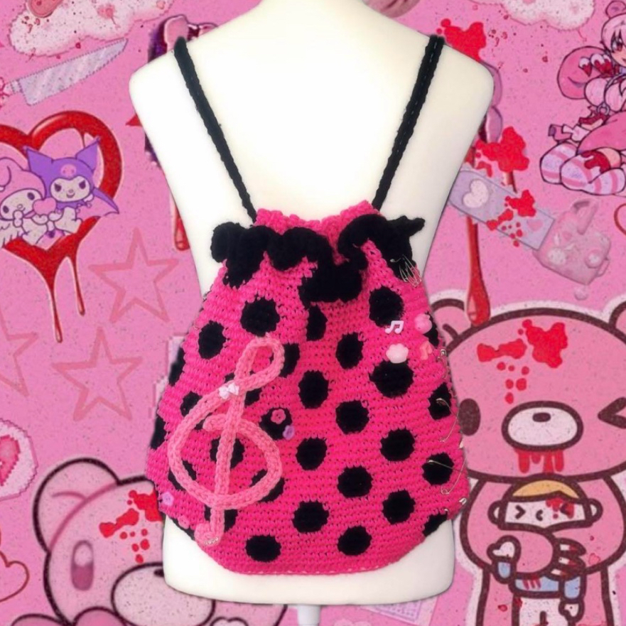 平成女児 平成レトロ ナップサック ピンク 水玉 ドット