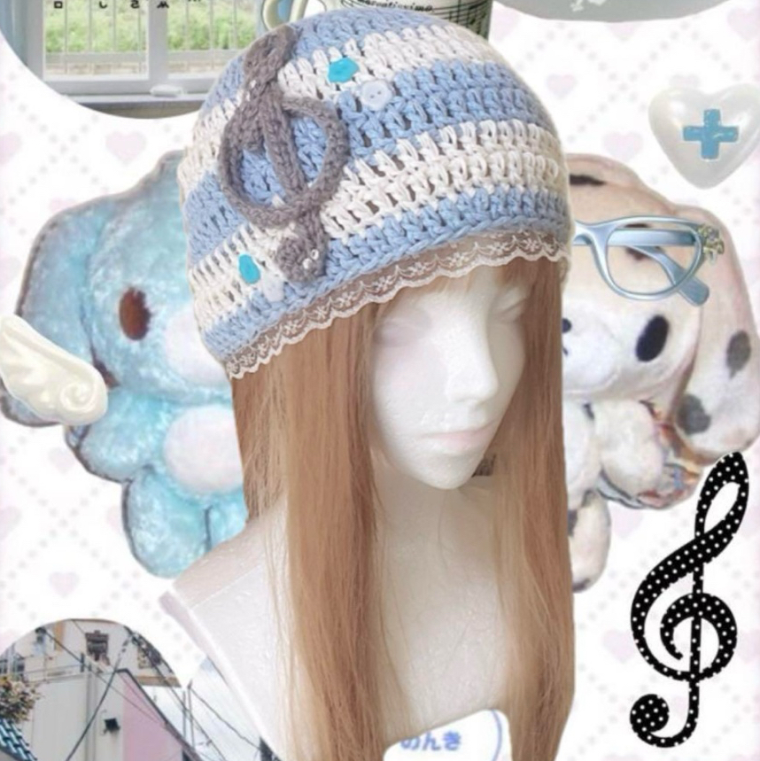 水玉　ナップサック　ナップザック　ピンク　平成女児　編み物　ハンドメイド　毛糸 平成女児 平成レトロ ナップサック ピンク 水玉 ドット