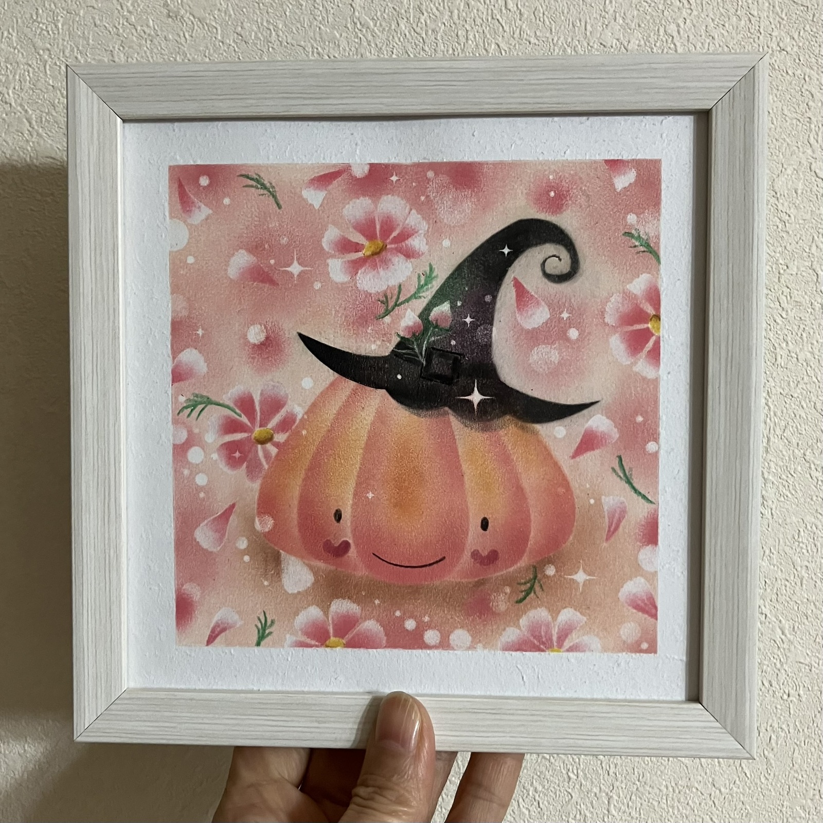 パステル画✽原画・フレーム付✽子猫✽幸せいっぱいだニャン