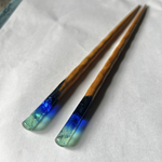 木とレジン　鉱石の箸【バイカラータンザナイト】再販