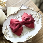 【送料無料】レースリボン 赤 バレッタ ポニーフック ゴム リボン リボンバレッタ リボンゴム 結婚式 二次会 レッド パーティ コスプレ オタ活 華やか シンプル 大人かわいい ヘアアクセサリー