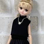 NO,584 リカちゃん服 　【単品】 定番　ノースリーブハイネックトップス　ブラック　リアルクローズ