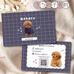 【ペット名刺】graph paper×ダークアメジスト／手書き風の文字とモチーフが可愛らしい雰囲気に♡トイプードル♡送料無料♡愛犬専用♡うちの子グッズ