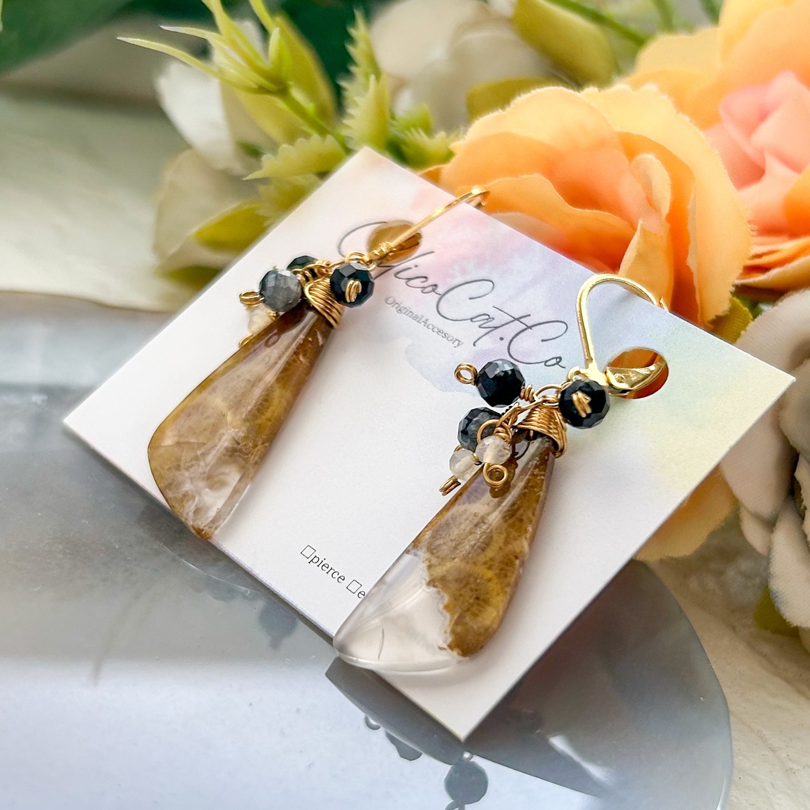 フォシルコーラル - ピアスの人気通販 | minne byGMOペパボ 国内