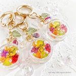 実りの季節の琥珀糖キーホルダー(ハンドメイドレジンミニチュアフェイクスイーツチャーム/和菓子/お菓子/食べ物/秋/食品サンプル/フード)