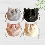 猫のシルエットがかわいいレース猫耳巾着　 /  プチギフト  / チュール / 猫レスキュー / 黒猫 / 黒ネコ