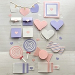 仕掛けアルバム　パーツ　ピンク×薄紫×白　ハート　キャンディー