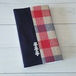 ブックカバー★文庫・新書・児童文庫サイズ対応可★赤·水色ブロックチェック