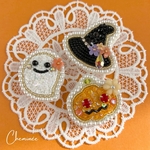 ビーズ刺繍♡ハロウィンのブローチセット