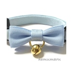 シングルプチりぼんの首輪　水色　猫首輪