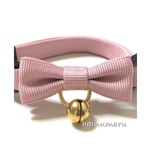 シングルプチりぼんの首輪　オールドローズ　ピンク　猫首輪