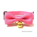 シングルプチりぼんの首輪　ホットピンク　ピンク　猫首輪