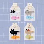 here meow go～ お魚に乗った猫のワッペン アイロンワッペン