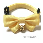 《　人気デザイン　》　シンプル蝶々りぼんの首輪　きいろ