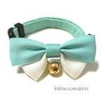 シンプル蝶々りぼんの首輪　ミントmix　猫首輪