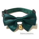 とろみリボンの首輪｜サテン蝶々 深緑