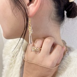 【セット販売】氷星ピアス＆ゴールドリング／透明感アクセサリーセット（ショート・ロング・クリアドロップ）