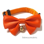 とろみ蝶々りぼんの首輪　オレンジ　猫首輪