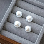 【上質な輝きと存在感】上品な12mm人工パールピアス 大人シンプルデザイン 925シルバーポスト アレルギー対応