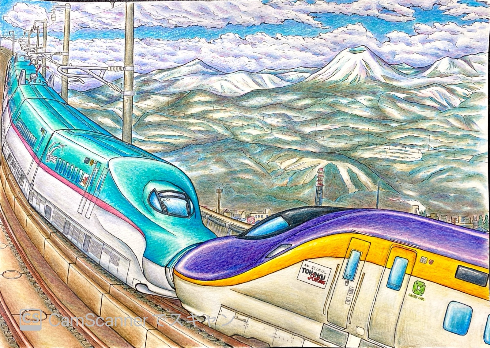 描き鉄ポストカード2枚セット［新幹線と東北の夏］ - 描き鉄