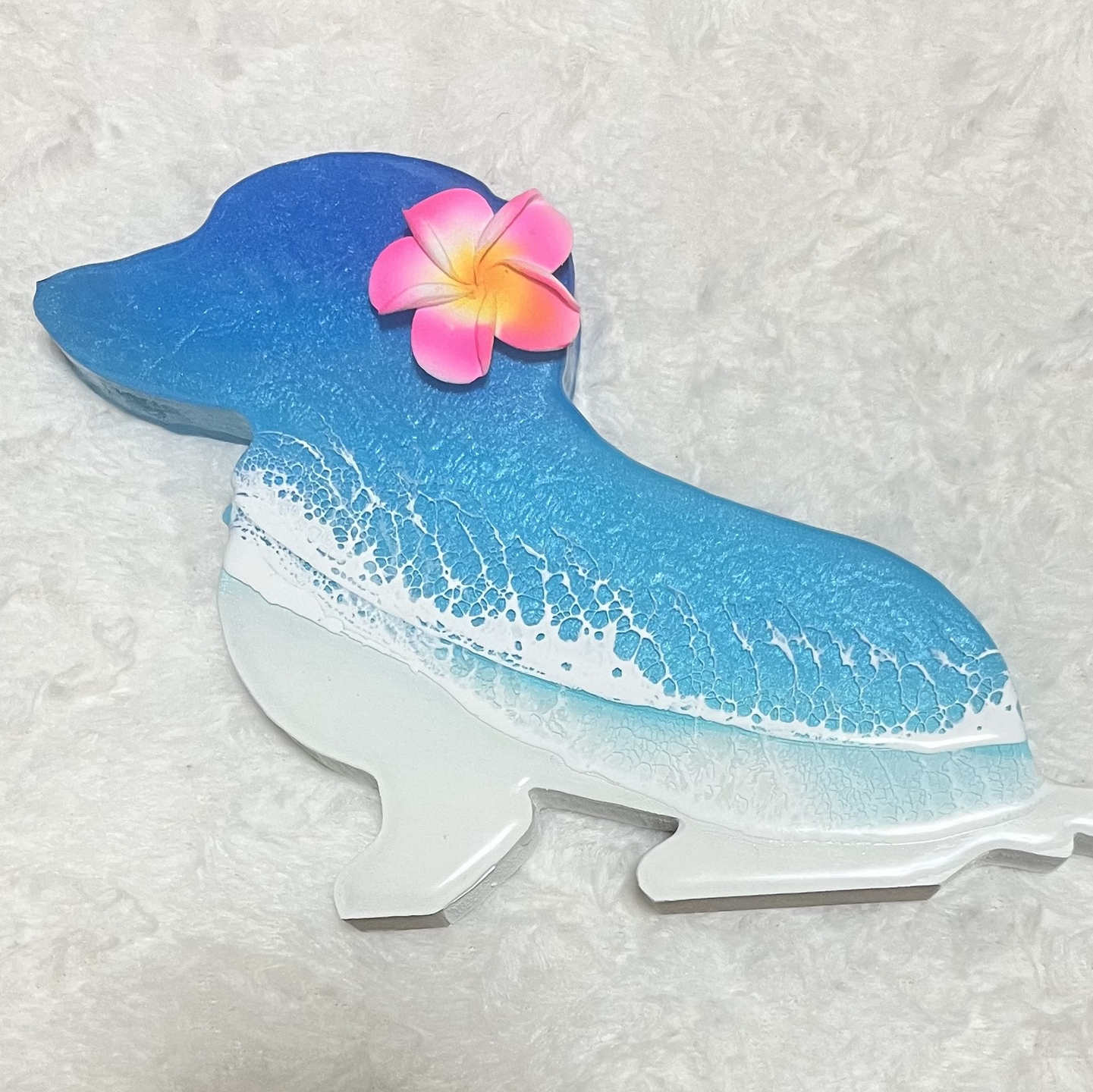 自立可能　ミニチュアダックスフンド　レジンアート 沖縄ブルー　海アート