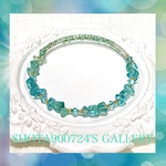 ［再販12］ネオンブルーアパタイトを花束にして💐　シングル　ワイヤーブレスレット　#minne_new  #ブルーグリーンアパタイト