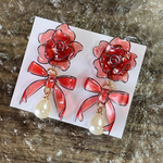 【特大セール￥6850→￥3350】薔薇とリボン🌹🎀 揺れる ピアス イヤリング