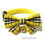 猫用 首輪 おめかし 蝶々リボン レモンイエロー｜上品 かわいい 定番 チェック