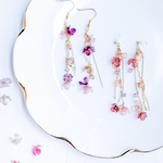 花のゆらめき 【ワインレッド×オレンジ】【パープル×ゴールド】  ピアス イヤリング ディップアート 花 ギフト 結婚式・成人式の特別なプレゼントに