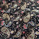 【⚠️50cmカット済】インド刺繍生地/ベロア/黒/ブラック/ペイズリー