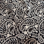 【50cmカット済】インド刺繍生地/ベロア/黒/ブラック/ペイズリー