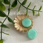 《2コ》 コイン花柄18㎜　silkウォータリーターコイズ　チェコビーズ