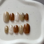 ネイルチップ| 秋ネイル　カーキ　ブラウン　べっ甲　ニュアンス　ピスタチオ　グラデーション　ぷっくり　キラキラ　冬ネイル　フレンチ　ミラー　成人式　前撮り　卒業式　ブライダル