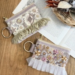 インド刺繍リボン の ミニポーチ　パープル