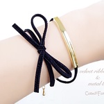 velvet ribbon & metal bracelet