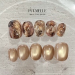 𝗇𝗈.𝟤𝟫 琥珀ブラウンのきらめきニュアンス｜ネイルチップ｜うるうる｜ぷっくり｜マグネット｜インク｜奥行き