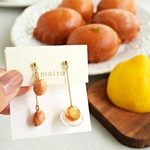🍋レモンケーキとレモンティー耳飾り（①イヤリング②ピアス③フックピアス④樹脂ピアス⑤樹脂ノンホールピアス（樹脂イヤリング））