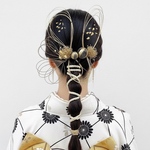 成人式　髪飾り　アレンジ9点セット　ブラック×ゴールド　水引き　金箔シート　髪飾り　成人式　卒業式　七五三 結婚式　和玉　　卒業式髪飾り　成人式髪飾り　和装　ヘッドパーツ