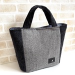 ☆オーダー品　【送料無料】サイド切り替え☆手さげトート(小サイズ)ヘリンボーン&チャコールグレー