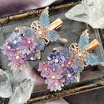 月染めの蝶と桔梗のヘアクリップ (hair ornaments of butterfly〜The moonlit night ends fleetingly〜)