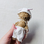 紅茶染めうさくま【１１cm】小さなぬいぐるみ／ハンドメイドミニチュアテディベア