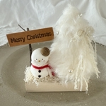 ふわふわホワイトツリーと雪だるま　クリスマスツリー　クリスマスアレンジ