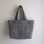 ✱受注制作✱ ヌビバッグ Lサイズ グレー×ハート刺繍 ハンドメイド