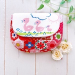 鳥さんのぷっくりポーチ(赤×ピンク)