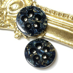 1個【追加】20mm 宇宙 シラー × ラインストーン ボタン ネイビー / 紺 レトロ ヴィンテージボタン レトロボタン ヴィンテージ ブルー 青