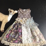 キラキラレースのつぎはぎワンピースB、リカちゃんブライスサイズ