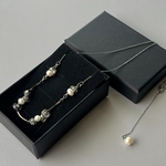 [10/10(fri)21:00〜]【Milo(ﾐﾛ)】シルバー 華奢ネックレス 淡水パール 揺れる クリア 透明  お呼ばれ チェーン シンプル モダン シック カジュアル レディーライク