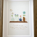 No. 135 シーグラスアート シーグラス お花 フラワー 壁掛け ギフト seaglassart seaglass 