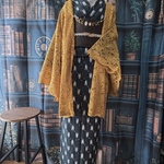 秋映え 裾スカラップレース長羽織 辛子 着丈90 裄72 新色